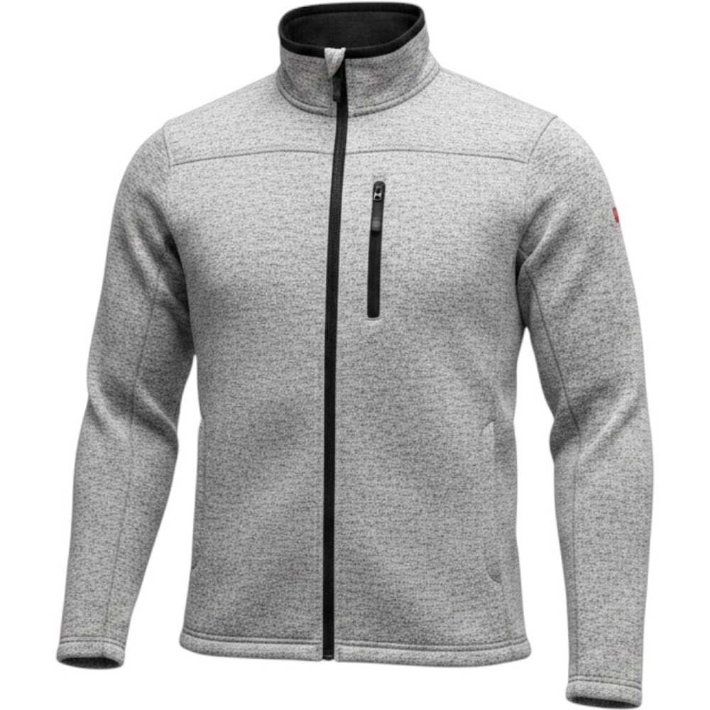 Swiss Tech Mens Full Zip Fleece Jacket Gray Marl Sweater Knit Mock Neck 3896
